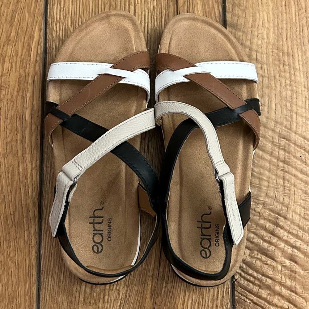 Earth Origins Sterling Leather Strap Open Toe Sandals. Women’s Size 7 M. EUC